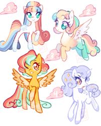 Size: 1119x1390 | Tagged: safe, artist:kino-ta, derpibooru import, oc, oc only, earth pony, pegasus, pony, unicorn, adoptable, earth pony oc, horn, pegasus oc, simple background, unicorn oc, white background