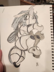 Size: 1536x2048 | Tagged: safe, artist:shouldbedrawing, derpibooru import, oc, oc only, changeling, changeling oc, looking at you, photo, solo, stinger, traditional art, waspling