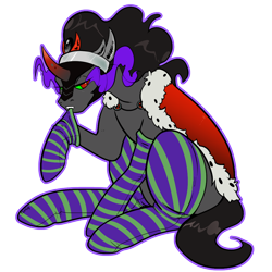 Size: 1000x1000 | Tagged: safe, artist:twoshoesmcgee, derpibooru exclusive, derpibooru import, king sombra, pony, unicorn, g4, clothes, cute, horn, male, simple background, socks, solo, stallion, stockings, striped socks, thigh highs, transparent background