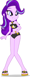 Size: 1894x4841 | Tagged: safe, alternate version, artist:dustinwatsongkx, derpibooru import, starlight glimmer, human, better together, equestria girls, g4, accessory swap, bare shoulders, bikini, bikini bottom, clothes, clothes swap, feet, female, sandals, simple background, sleeveless, solo, sunset shimmer swimsuit, sunset shimmer's beach shorts swimsuit, swimsuit, swimsuit swap, transparent background, vector