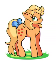 Size: 1908x2141 | Tagged: safe, artist:kindakismet, derpibooru import, applejack (g1), earth pony, pony, g1, bow, simple background, smiling, solo, tail, tail bow, white background