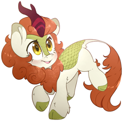 Size: 2169x2138 | Tagged: safe, artist:fluffyxai, derpibooru import, autumn blaze, kirin, g4, open mouth, open smile, outline, simple background, smiling, solo, transparent background, white outline