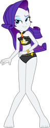 Size: 1733x4432 | Tagged: safe, alternate version, artist:dustinwatsongkx, derpibooru import, rarity, human, better together, equestria girls, g4, accessory swap, bare shoulders, barefoot, bikini, bikini bottom, clothes, clothes swap, feet, female, geode of empathy, high res, magical geodes, simple background, sleeveless, solo, sunset shimmer swimsuit, sunset shimmer's beach shorts swimsuit, swimsuit, swimsuit swap, transparent background, vector