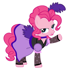 Size: 1600x1600 | Tagged: safe, artist:peachspices, derpibooru import, pinkie pie, g4, over a barrel, bedroom eyes, clothes, dress, lidded eyes, saloon dress, saloon pinkie, simple background, solo, transparent background