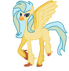 Size: 604x628 | Tagged: safe, artist:princess-kitsune-tsu, derpibooru import, oc, oc only, classical hippogriff, hippogriff, g4, base used, female, hippogriff oc, interspecies offspring, offspring, parent:gallus, parent:princess skystar, simple background, smiling, solo, spread wings, white background, wings