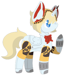 Size: 812x946 | Tagged: safe, artist:mimiqq, derpibooru import, alicorn, pony, robot, robot pony, aigis, bow, crossover, female, lineless, mare, persona, persona 3, ponified, raised hoof, raised leg, simple background, solo, species swap, transparent background