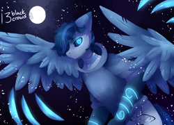 Size: 1280x923 | Tagged: safe, artist:13blackcrows, derpibooru import, oc, oc only, oc:sweetlynight, pegasus, pony, clothes, full moon, hoodie, male, moon, night, solo, spread wings, stallion, wings