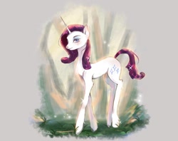 Size: 1700x1348 | Tagged: safe, artist:zecorhia, derpibooru import, rarity, pony, unicorn, g4, female, fetlock tuft, horn, long legs, mare, slender, solo, thin