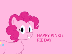 Size: 960x720 | Tagged: safe, artist:drewthetoonfan2005, derpibooru import, pinkie pie, earth pony, g4, female, pink background, pinkie pie day, simple background, solo