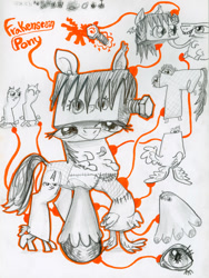 Size: 2254x3000 | Tagged: safe, artist:ja0822ck, derpibooru import, pony, frankenpony, frankenstein, halloween, holiday, ponified, species swap, traditional art