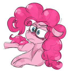 Size: 828x828 | Tagged: safe, artist:lewislovesyou, derpibooru import, pinkie pie, g4, eye clipping through hair, female, simple background, solo, white background