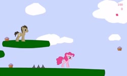 Size: 1250x750 | Tagged: safe, derpibooru import, doctor whooves, pinkie pie, g4, collect cupcakes lick ponies, cupcake, flash game, food, platformer, youtube link