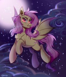 Size: 3800x4400 | Tagged: safe, artist:k0potb, derpibooru import, fluttershy, bat, bat pony, fruit bat, vampire fruit bat, bat ponified, chest fluff, flutterbat, mlp fim's fourteenth anniversary, race swap, wide eyes