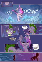 Size: 960x1440 | Tagged: safe, alternate version, derpibooru import, spike, twilight sparkle, comic:cold storm, cold blooded twilight, comic, dialogue, fangs, glowing, glowing eyes, ice, magic, speech bubble