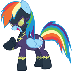 Size: 1024x1012 | Tagged: safe, artist:shrek214, derpibooru import, rainbow dash, pegasus, pony, g4, clothes, costume, cute, dashabetes, female, goggles, mare, nightmare night costume, open mouth, open smile, shadowbolt dash, shadowbolts, shadowbolts costume, shadowbolts uniform, simple background, smiling, solo, transparent background, vector