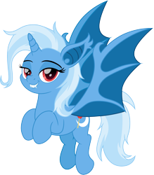 Size: 1800x2058 | Tagged: safe, artist:cloudy glow, derpibooru import, trixie, bat pony, g4, bat ponified, female, horn, race swap, simple background, solo, transparent background, trixiebat, vector, wings