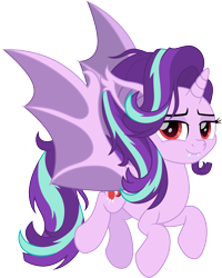 Size: 1443x1800 | Tagged: safe, artist:cloudy glow, derpibooru import, starlight glimmer, bat pony, g4, bat ponified, female, glimbat, horn, race swap, simple background, solo, transparent background, wings