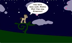 Size: 1252x750 | Tagged: safe, derpibooru import, doctor whooves, pinkie pie, earth pony, g4, cloud, collect cupcakes lick ponies, dialogue, female, flash game, male, night, platformer, youtube link