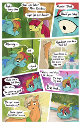 Size: 2141x3285 | Tagged: safe, artist:seventozen, derpibooru import, apple bloom, applejack, rainbow dash, pony, comic:the problem of parthus, g4, comic