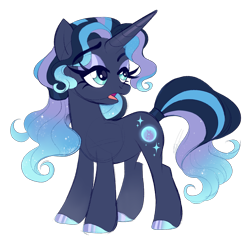 Size: 1895x1837 | Tagged: safe, artist:inspiredpixels, derpibooru import, oc, oc only, oc:lunity, pony, unicorn, colored hooves, cyan eyes, eyebrows, eyebrows visible through hair, eyeshadow, female, gradient hooves, gradient mane, gradient tail, head turn, hooves, horn, lidded eyes, makeup, mare, open mouth, shiny hooves, simple background, solo, sparkles, sparkly mane, sparkly tail, standing, tail, transparent background