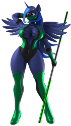 Size: 1080x1920 | Tagged: safe, artist:argos90, derpibooru import, princess luna, anthro, 3d, breasts, commission, jade, mortal kombat, princess balloona, simple background, solo, transparent background, ych example, your character here