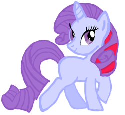 Size: 652x600 | Tagged: safe, artist:samira066, derpibooru import, sparkler (g1), pony, unicorn, g1, g4, adult blank flank, base used, blank flank, closed mouth, evolution of rarity, female, g1 to g4, generation leap, horn, raised leg, recolor, rotated head, simple background, smiling, solo, walking, white background