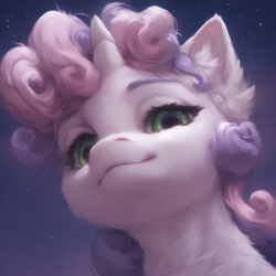 Size: 1024x1024 | Tagged: safe, ai content, derpibooru import, machine learning generated, sweetie belle, unicorn, g4, horn, prompter:ilham470, solo