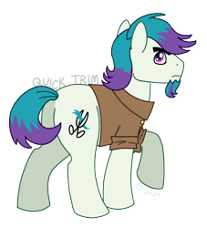 Size: 918x1010 | Tagged: safe, artist:raven--splash, derpibooru import, quick trim, earth pony, pony, g4, butt, clothes, facial hair, looking back, male, plot, shirt, simple background, solo, stallion, transparent background