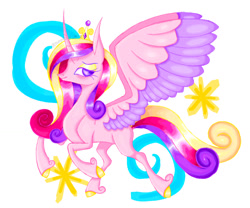 Size: 1811x1504 | Tagged: safe, artist:coolzaart, derpibooru import, princess cadance, alicorn, pony, g4, colored wings, colored wingtips, curved horn, female, horn, mare, solo, spread wings, unshorn fetlocks, wings