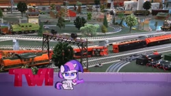 Size: 1920x1080 | Tagged: safe, derpibooru import, edit, edited screencap, screencap, twilight sparkle, twilight sparkle (alicorn), alicorn, pony, g4, g4.5, my little pony: pony life, zound off, ted talk, toy train, train, train wreck, twi talk