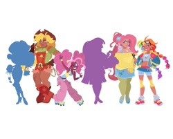 Size: 1080x870 | Tagged: safe, artist:musidorette, derpibooru import, applejack, fluttershy, pinkie pie, rainbow dash, rarity, twilight sparkle, human, humanized, mane six, simple background, white background