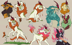 Size: 9474x6000 | Tagged: safe, artist:chub-wub, derpibooru import, autumn blaze, rain shine, kirin, nirik, g4, angry, awwtumn blaze, cute, fangs, female, flower, grass, open mouth, redesign, sad, tendrils