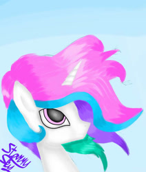 Size: 600x708 | Tagged: safe, artist:starryskypony, derpibooru import, princess celestia, alicorn, pony, g4, alternate hairstyle, female, mare, simple background, solo