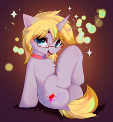 Size: 3052x3308 | Tagged: safe, artist:empress-twilight, derpibooru import, oc, oc only, oc:silver sky, pony, unicorn, blushing, butt, cheek fluff, chest fluff, commission, dock, ear fluff, ears, eye clipping through hair, eyebrows, eyebrows visible through hair, female, glasses, hooves together, horn, leg fluff, legs in air, looking at you, mare, open mouth, open smile, plot, raised hooves, smiling, smiling at you, solo, sparkles, tail, underhoof, unicorn oc, ych result