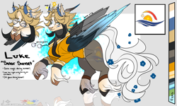 Size: 2500x1500 | Tagged: safe, artist:legendaryshadee, derpibooru import, oc, oc:solar sunset, pegasus, pony, clothes, colored wings, jacket, male, solo, stallion, two toned wings, wings