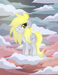 Size: 2550x3300 | Tagged: safe, artist:annuthecatgirl, derpibooru import, derpy hooves, pegasus, pony, g4, cloud, outdoors, sky, solo