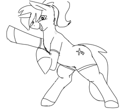 Size: 1800x1598 | Tagged: safe, artist:rambles, derpibooru import, oc, oc only, oc:nurse goldenheart, pony, unicorn, bipedal, clothes, horn, monochrome, nurse, shoes, sketch, socks