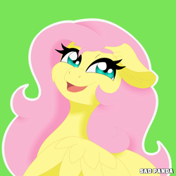 Size: 4092x4092 | Tagged: safe, artist:sadpanda1268, derpibooru import, fluttershy, pegasus, pony, g4, green background, outline, simple background, solo, white outline