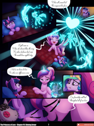 Size: 3540x4757 | Tagged: safe, artist:lummh, artist:whitequartztheartist, derpibooru import, princess cadance, princess celestia, shining armor, smarty pants, twilight sparkle, unicorn twilight, alicorn, pony, unicorn, comic:the princess of love, g4, absurd resolution, comic, crown, crying, cute, cutedance, doll, female, filly, filly twilight sparkle, foal, heart, heartwarming, horn, jewelry, magic, male, mare, mirror, regalia, singing, sisterly love, speech bubble, stallion, sweet dreams fuel, tears of joy, teen princess cadance, toy, twiabetes, younger