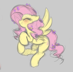 Size: 4164x4134 | Tagged: safe, artist:maretheory.exe, derpibooru import, fluttershy, pegasus, g4, female, flower, flower in hair, flying, happy, mare