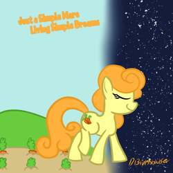 Size: 1080x1080 | Tagged: safe, artist:blinkshake, derpibooru import, carrot top, golden harvest, earth pony, pony, friendship is magic, g4, beyond her garden, carrot, food, music reference, my little pony: friendship is magic, stars