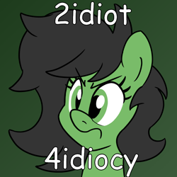 Size: 800x800 | Tagged: safe, alternate version, artist:unitxxvii, derpibooru import, oc, oc only, oc:anon filly, earth pony, pony, bust, female, filly, foal, frown, furrowed brow, gradient background, solo, text