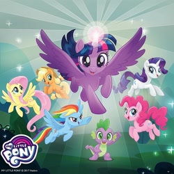 Size: 1080x1080 | Tagged: safe, derpibooru import, applejack, fluttershy, pinkie pie, rainbow dash, rarity, spike, twilight sparkle, alicorn, dragon, earth pony, pegasus, pony, unicorn, g4, my little pony: the movie, female, gameloft, horn, male, mane seven, mane six, mare, my little pony logo, stock vector, wingless spike