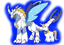 Size: 1414x1000 | Tagged: safe, artist:zetikoopa, derpibooru import, prince blueblood, pony, unicorn, g4, horn, horse bug, male, monster bug, not actual changeling, species swap, stallion