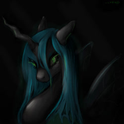 Size: 894x894 | Tagged: source needed, safe, artist:lunciafnafpl, derpibooru import, queen chrysalis, changeling, changeling queen, g4, black background, simple background, solo