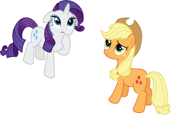 Size: 4447x3000 | Tagged: safe, artist:cloudy glow, derpibooru import, applejack, rarity, earth pony, pony, unicorn, g4, the crystal empire, applejack's hat, clothes, cowboy hat, duo, duo female, female, hat, horn, looking up, my little pony: friendship is magic, simple background, transparent background, vector