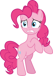 Size: 3000x4297 | Tagged: safe, artist:cloudy glow, derpibooru import, pinkie pie, earth pony, pony, g4, the beginning of the end, bipedal, bipedal leaning, distraught, female, leaning, mare, my little pony: friendship is magic, simple background, solo, transparent background, vector