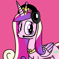 Size: 3000x3000 | Tagged: safe, artist:pegasus darkblue, derpibooru import, princess cadance, alicorn, pony, g4, crown, eyelashes, female, folded wings, gamer cadance, headphones, headset, headset mic, jewelry, long mane, mare, microphone, peytral, regalia, solo, wings