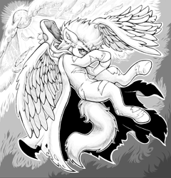 Size: 3886x4041 | Tagged: safe, artist:kohjhones, derpibooru import, soarin', alicorn, pegasus, pony, g4, big macintosh costume, black and white, clothes, crying, fallen angel, fire, grayscale, hiding face, monochrome, moon, ms paint, my little pony the movie: soarin & braeburn, soarin' (alicorn), uniform, wonderbolts uniform