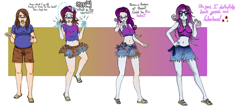 Size: 2568x1100 | Tagged: safe, artist:gwyndolin115, derpibooru import, rarity, trixie, human, equestria girls, forgotten friendship, g4, belly, belly button, dialogue, equestria girls specials, female, fusion, male, midriff, passepartout, transformation, transformation sequence, transgender transformation, wide hips